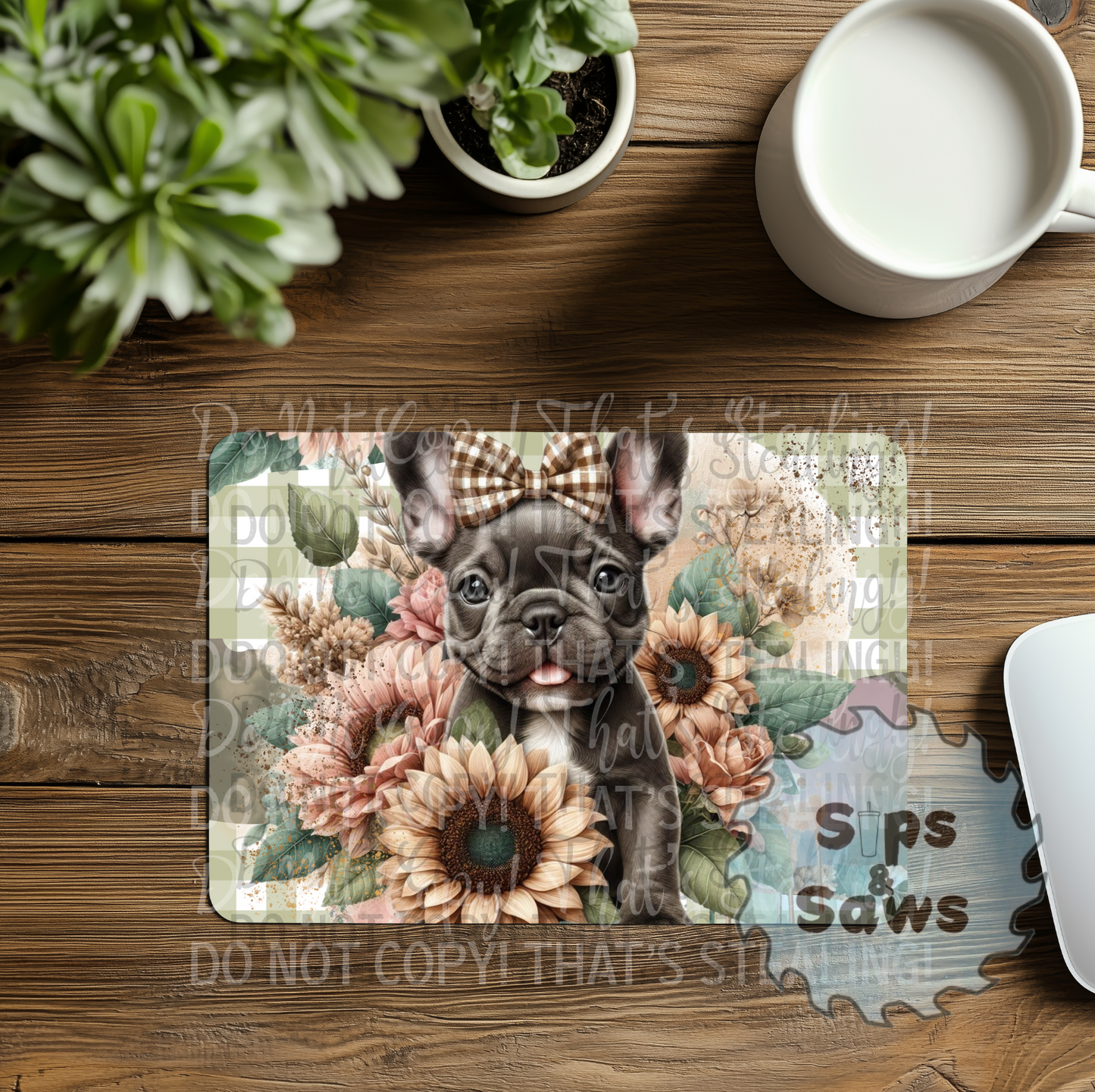 Boho Frenchie Sublimation Mouse Pad