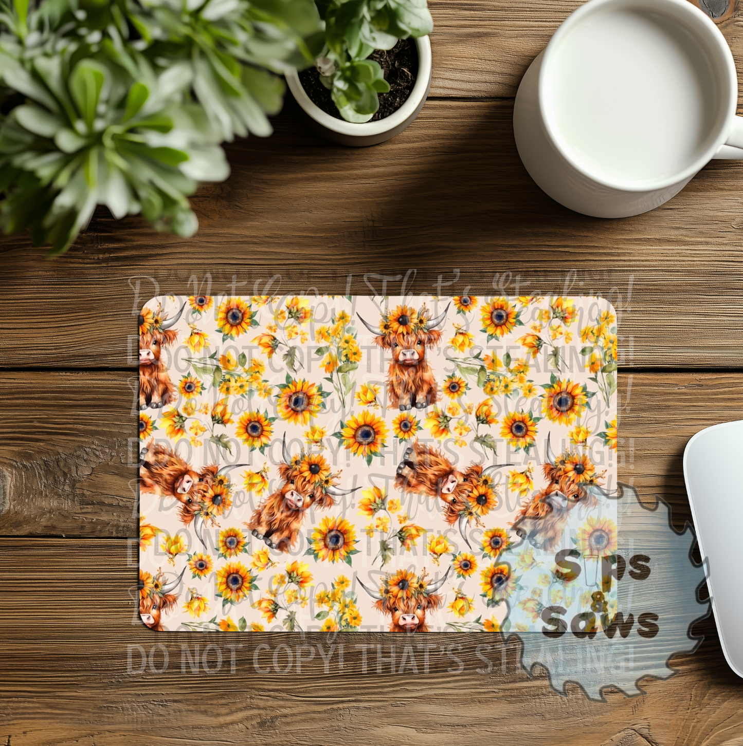 Highland Cow Sublimation Mouse Pad