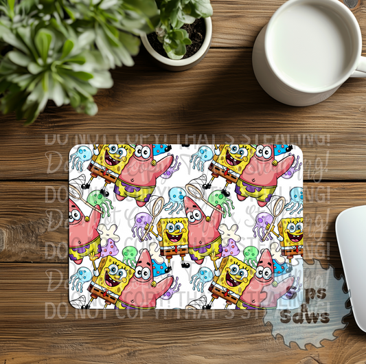 Cartoon Sponge White Sublimation Mouse Pad