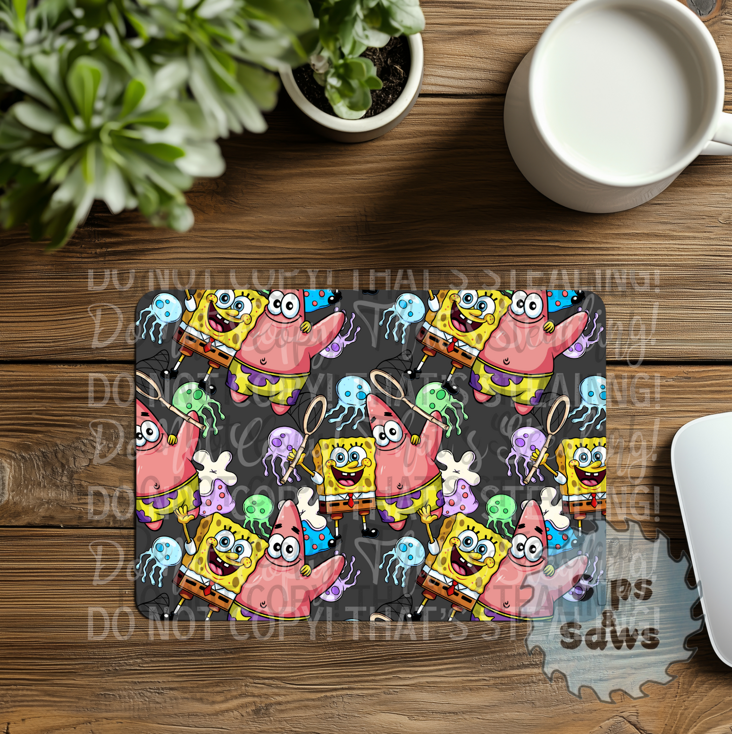 CartoonbSponge Black Sublimation Mouse Pad