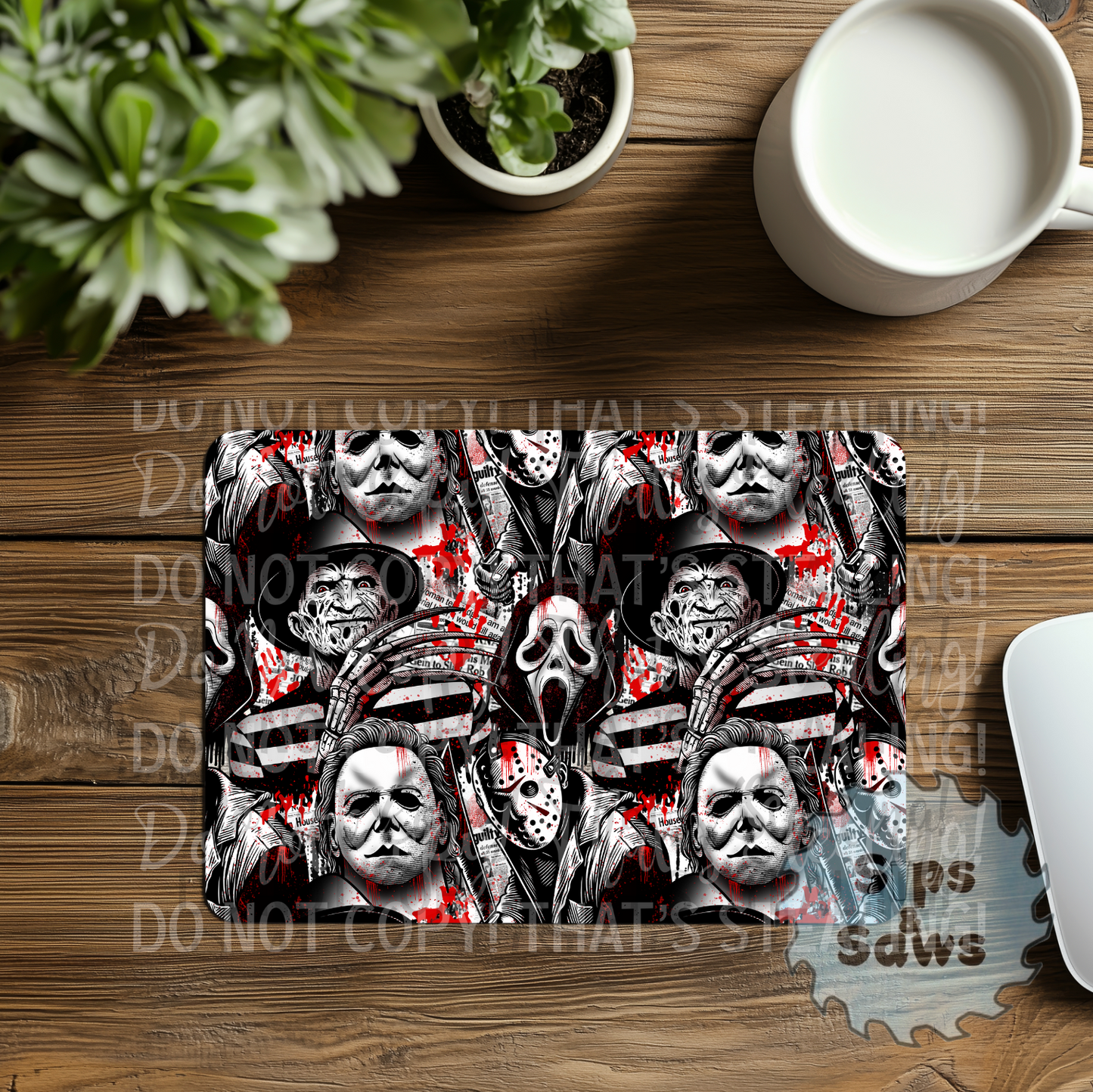 Black & White Horror Sublimation Mouse Pad