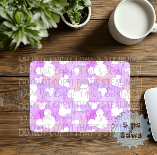 White, Pink & Purple Mouse Heads Sublimation Mouse Pad