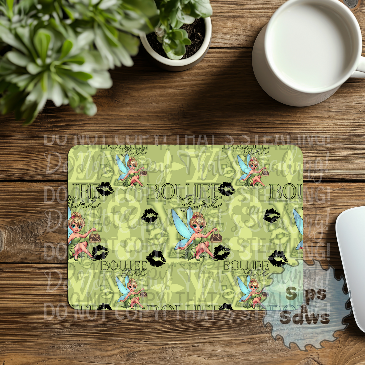 Designer Green Fairy Sublimation Mouse Pad