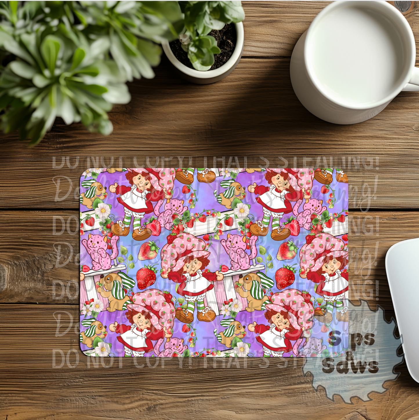 Strawberry Purple & Blue Sublimation Mouse Pad