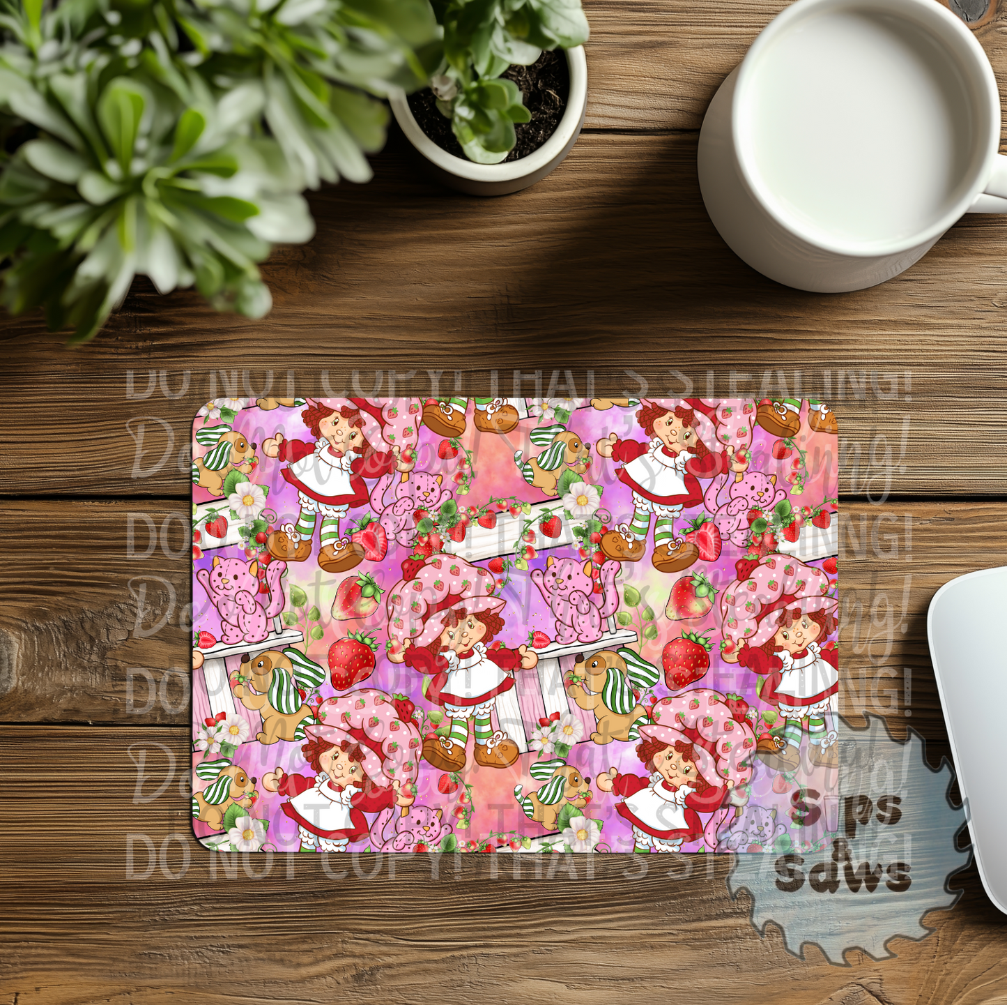 Strawberry Purple & Pink Sublimation Mouse Pad