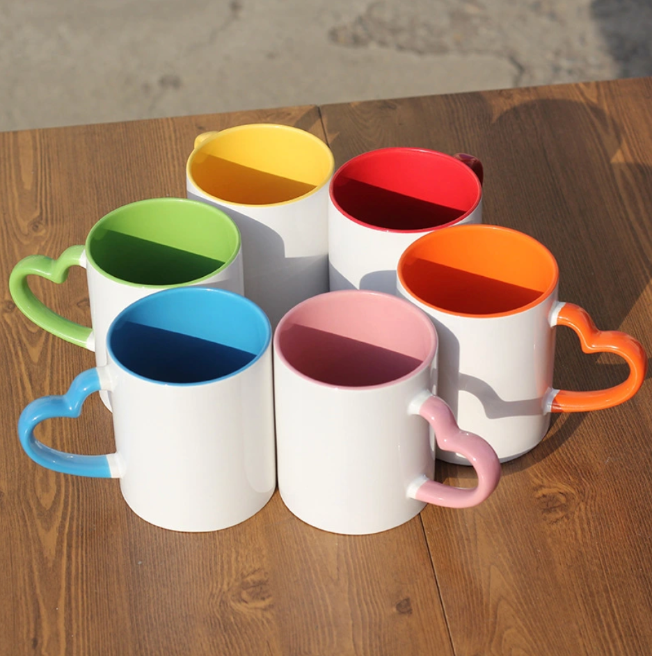 11oz Sublimation Heart Handled Mugs